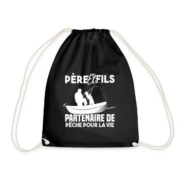 Père et fils partenaire de pêche pour la vie - Sac de sport léger - noir - Devant