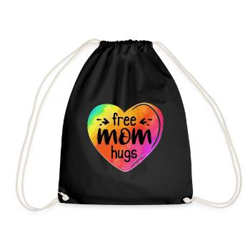 LGBTQIA LGBT Free Mom Hugs Rainbow Heart Gay Pride - Turnbeutel - Schwarz - Vorne