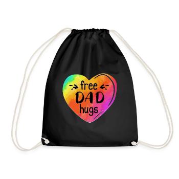 LGBTQIA LGBT Free Dad Hugs Rainbow Heart Gay Pride - Turnbeutel - Schwarz - Vorne