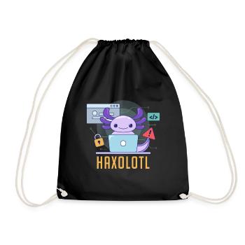 Haxolotl Pun Design for Axolotl Lovers - Drawstring Bag - black - Front
