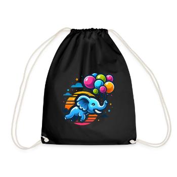 Éléphant volant avec des ballons colorés - Sac de sport léger - noir - Devant
