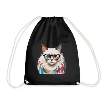 Ragdoll Katze süß cool mit Brille - Turnbeutel - Schwarz - Vorne