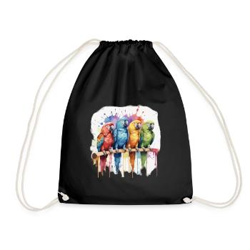 Perroquet sur bâtons Cool Coloré - Sac de sport léger - noir - Devant