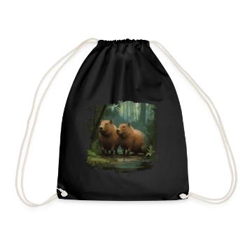 Capybaras capybara - Sac de sport léger - noir - Devant