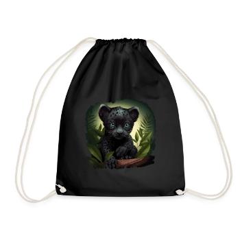 Black Baby Jaguar Wildcat Africa Wilderness - Drawstring Bag - black - Front