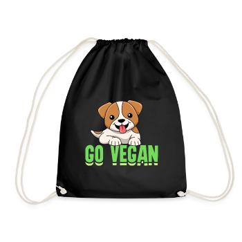 Hundedesign für stolze Veganer - Turnbeutel - Schwarz - Vorne