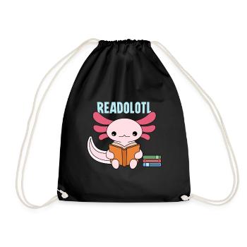 Readolotl Pun Design for Axolotl Lovers - Drawstring Bag - black - Front