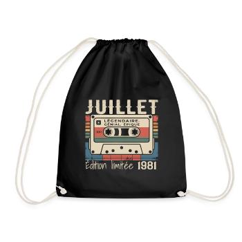 Juli 1981 Geburtstagsgeschenk Juli 1981 - Turnbeutel - Schwarz - Vorne
