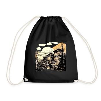 Asian City - Drawstring Bag - black - Front