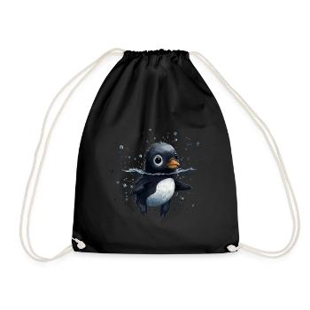Penguin Baby Bird Chick - Drawstring Bag - black - Front