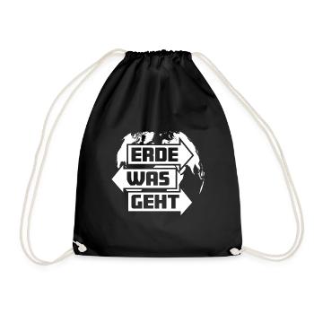 Erde was geht Klimaschutz Umweltschutz Greta Cool - Turnbeutel - Schwarz - Vorne