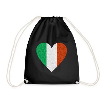 Italy Flag Heart Polygon Italian Flag Rome - Drawstring Bag - black - Front
