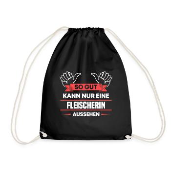Fleischerin Design für stolze Handwerker - Turnbeutel - Schwarz - Vorne