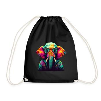 Elefant Afrika Asien Tier Cooler Elefanten Bunt - Turnbeutel - Schwarz - Vorne