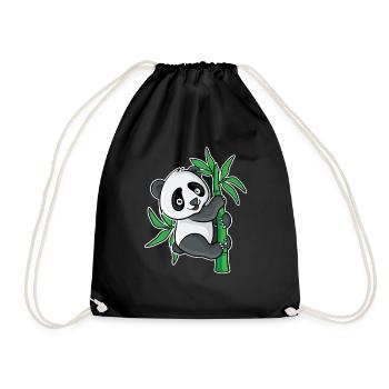 Conception mignonne de bambou de panda pour les fans de panda - Sac de sport léger - noir - Devant
