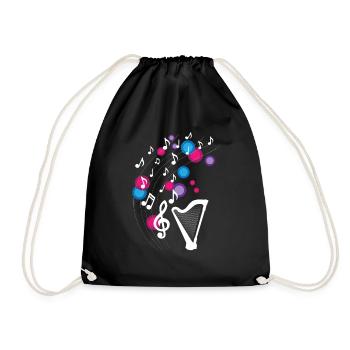 Harp Music Notes Design for Harp Musicians - Drawstring Bag - black - Front