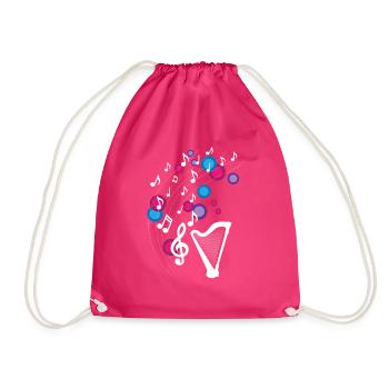 Harfe Music Notes Design für Harfe Musiker - Turnbeutel - Fuchsia - Vorne