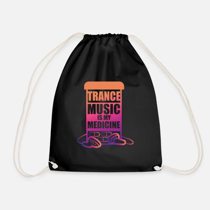 Trance Music is my medical design for - Drawstring Bag - black