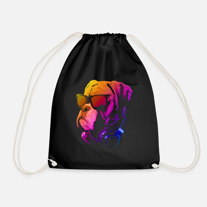 Dj Bulldog Red - Drawstring Bag - black