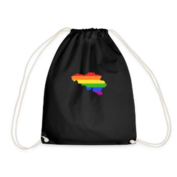 Belgien Regenbogenflagge für stolze LGTBQ-Belgier - Turnbeutel - Schwarz - Vorne