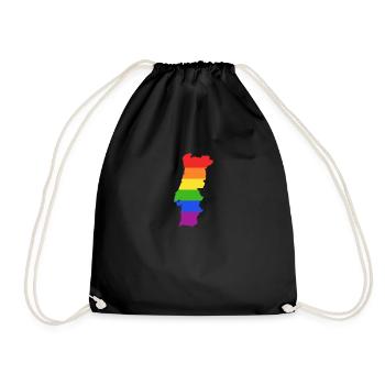 Portugal Regenbogenflagge für LGTBQ-Portugiesen - Turnbeutel - Schwarz - Vorne