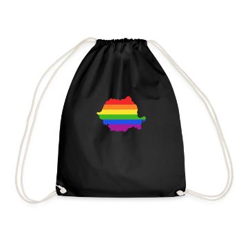 Rumänien Regenbogenflagge für stolze LGTBQ Rumänen - Turnbeutel - Schwarz - Vorne