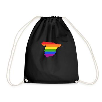 Spanien Regenbogenflagge für stolze LGTBQ Spanier - Turnbeutel - Schwarz - Vorne