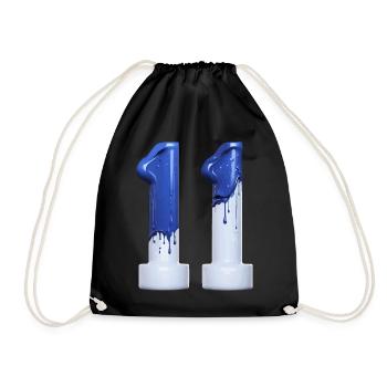 NO. 11 NUMBER 11 BLUE WHITE 11TH BIRTHDAY - Drawstring Bag - black - Front