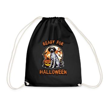Halloween Ready Dog Mummy Pumpkin - Drawstring Bag - black - Front