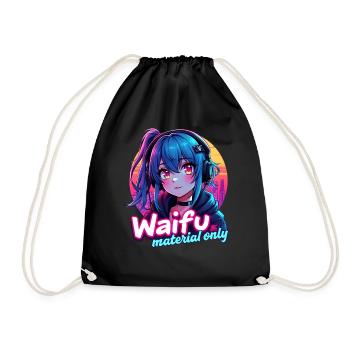 WAIFU MATERIAL ONLY - VAPORWAVE GAMERGIRL - Drawstring Bag - black - Front