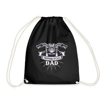 Geschenk Motorrad Papa Vater Mann Geburtstag - Turnbeutel - Schwarz - Vorne