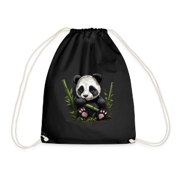 Panda Bear Bamboo Panda Baby - Drawstring Bag - black - Front