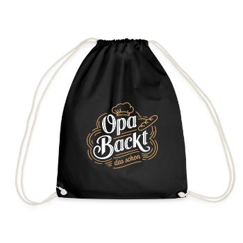 Opa backt das schon - unser backender Opa - Turnbeutel - Schwarz - Vorne