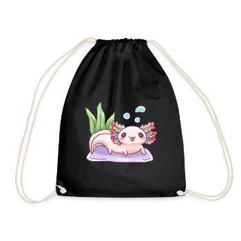 Underwater Chalk Design for Axolotl Lovers - Drawstring Bag - black - Front