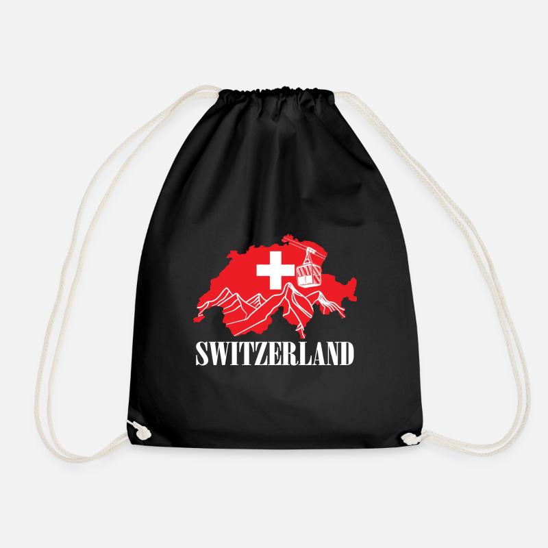 Schweiz Karte Schweizer Flagge - Turnbeutel - Schwarz