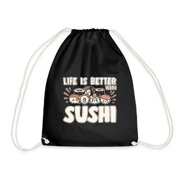 Sushi Lover LIfe Is Better With Sushi - Drawstring Bag - black - Front