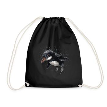 Penguin Baby Bird Chick - Drawstring Bag - black - Front