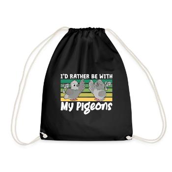 Rather with pigeon design for pigeon fanciers - Drawstring Bag - black - Front