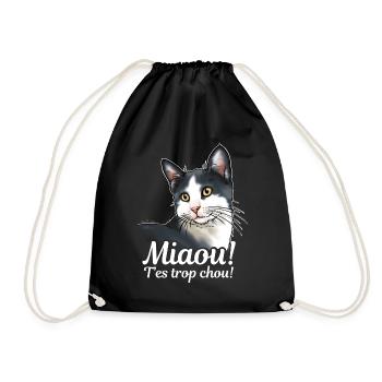 Chat noir et blanc Miaou - Sac de sport léger - noir - Devant