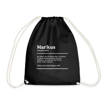 Markus Name Definition Design für stolze Markus - Turnbeutel - Schwarz - Vorne
