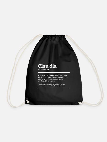 Claudia Name Definition Design für stolze Claudias - Turnbeutel - Schwarz