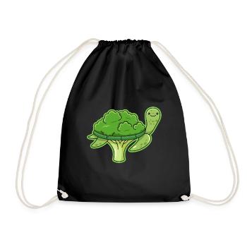Turtle Broccoli Design for - Drawstring Bag - black - Front