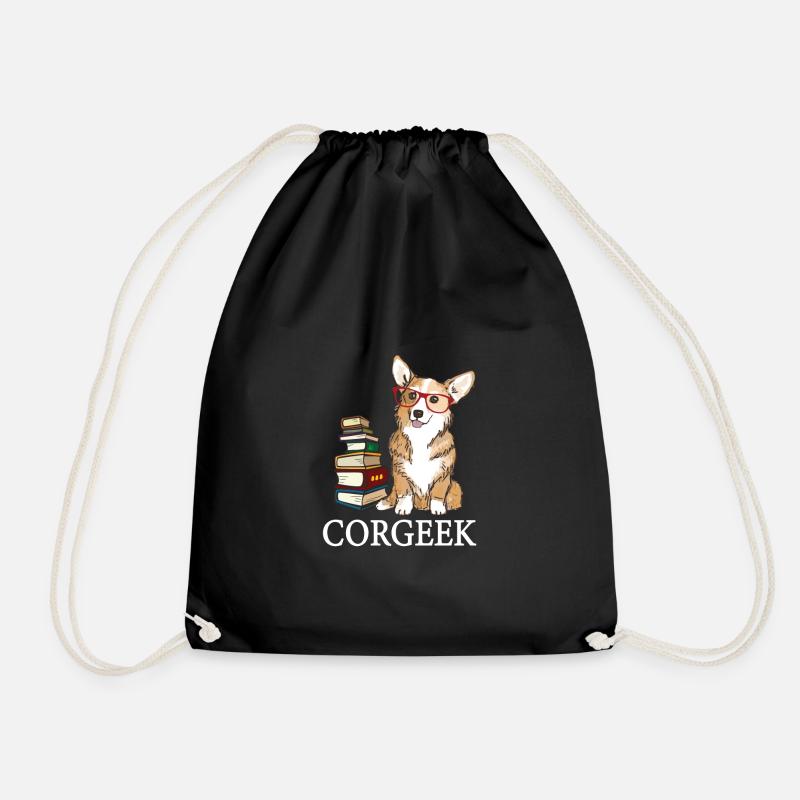 Corgi - Drawstring Bag - black