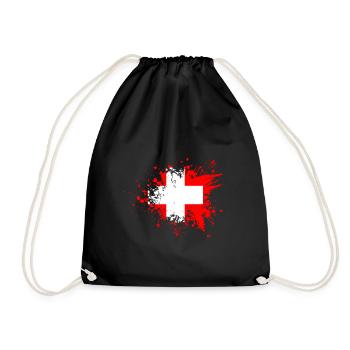 Suisse Drapeau Klecks Croix Éclaboussures de couleur Suisse - Sac de sport léger - noir - Devant