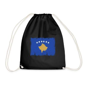 Kosovo Flagge für stolze Deutsch-Kosovaren - Turnbeutel - Schwarz - Vorne