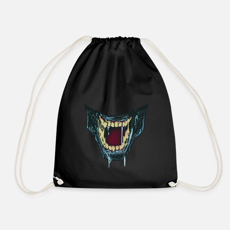 Face mask predator dentition monster - Drawstring Bag - black
