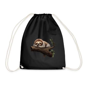 Sloth Sloth Animal Sloth Baby Wilderness - Drawstring Bag - black - Front