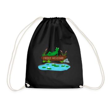 Frog in the pond design for frog fans and - Drawstring Bag - black - Front