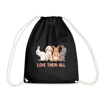 Conception de lapin mignon pour les propriétaires de lapins - Sac de sport léger - noir - Devant