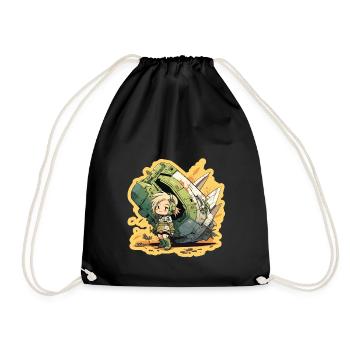 Cute girl, pilot and spaceship - Drawstring Bag - black - Front